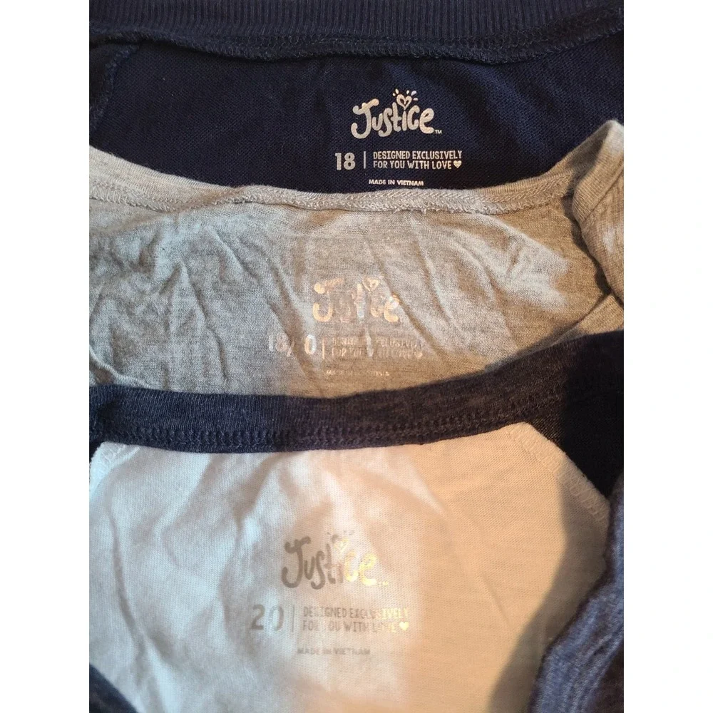 Bundle of 3 Justice Long sleeve and tank Tops Sizes 18 20